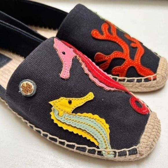 Tory Burch SEAHORSE ESPADRILLE Navy Size US 7.5 - Picture 2 of 9